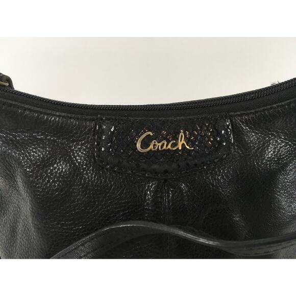 Coach Ashley Women’s Black Pebbled Leather Snake Embossed Medium Crossbody - Picture 9 of 12